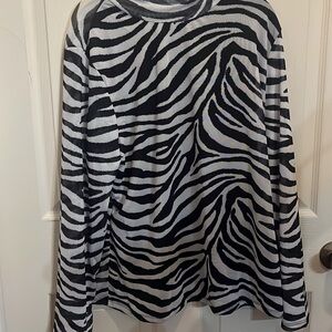 Zebra Print Mesh Long Sleeve Top